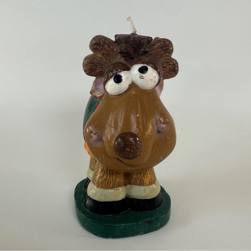 VTG Silly Goofy Reindeer Candle Figure Nostalgic Christmas Holiday Decor